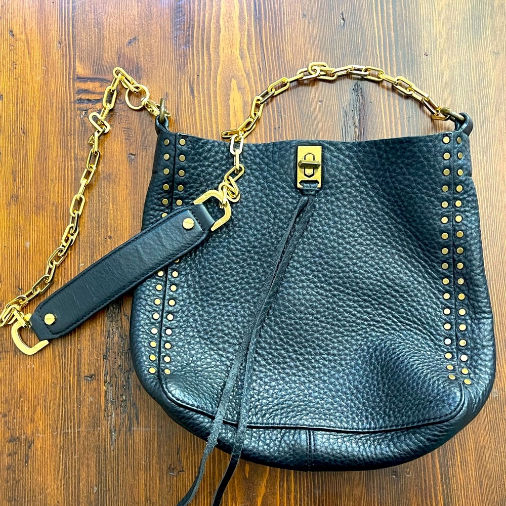 Rebecca Minkoff studded crossbody pebbled leather handbag